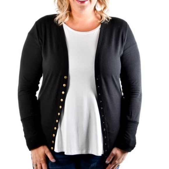 NWT BOUTIQUE BERRY BURGUNDY Snap Cardigan Plus ONLY PURPLE 3XL Plus Size - Picture 9 of 12